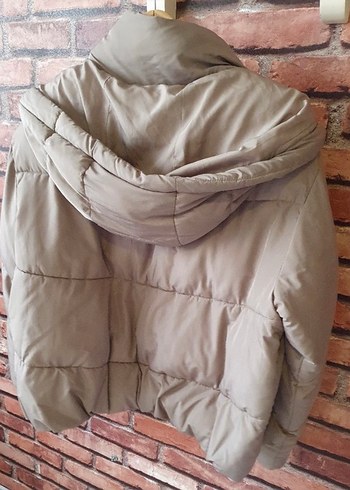 Bej Kadın Fermuarlı Yüksek Yakalı mont - Görsel 5