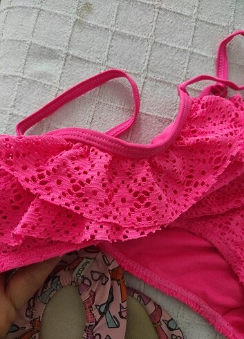 7 Yaş Beden pembe Renk Kız çocuk bikini ve deniz patiği