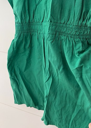 Yeşil Kemerli Kısa Kollu Kadın Tulum - Görsel 2