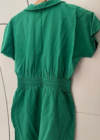 Yeşil Kemerli Kısa Kollu Kadın Tulum - Görsel 3