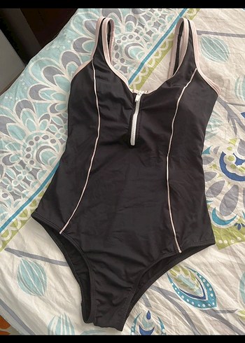 Fermuarlı Siyah Kadın Mayo - Görsel 2