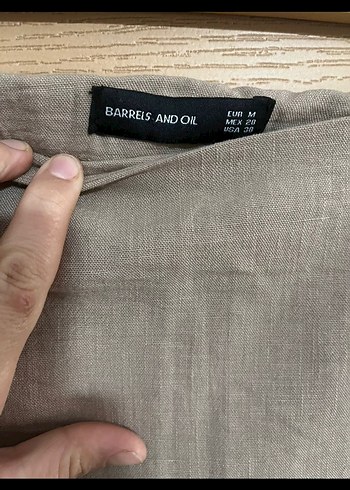 Siyah V Yaka Düğmeli Keten Gömlek - Görsel 7