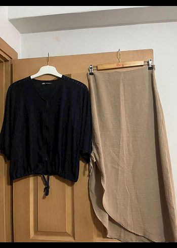 Siyah V Yaka Düğmeli Keten Gömlek - Görsel 8