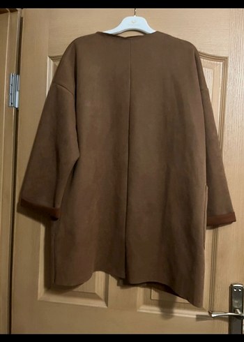 Düğmeli Kahverengi Süet Midi Kadın Kaban - Görsel 3