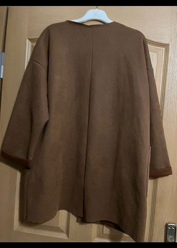 Düğmeli Kahverengi Süet Midi Kadın Kaban - Görsel 7