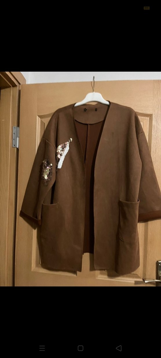 Düğmeli Kahverengi Süet Midi Kadın Kaban - Görsel 4