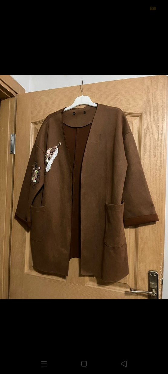 Düğmeli Kahverengi Süet Midi Kadın Kaban - Görsel 5