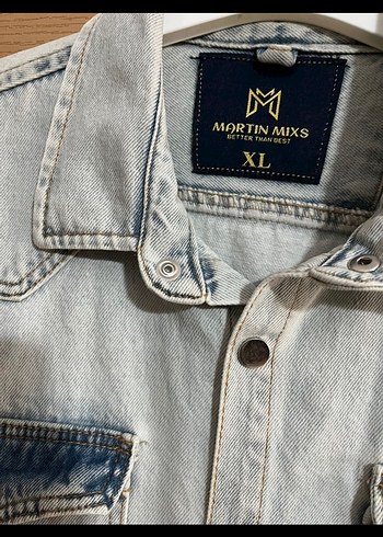 Gri Düğmeli Denim erkek Gömlek - Görsel 5