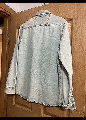 Gri Düğmeli Denim erkek Gömlek - Görsel 7