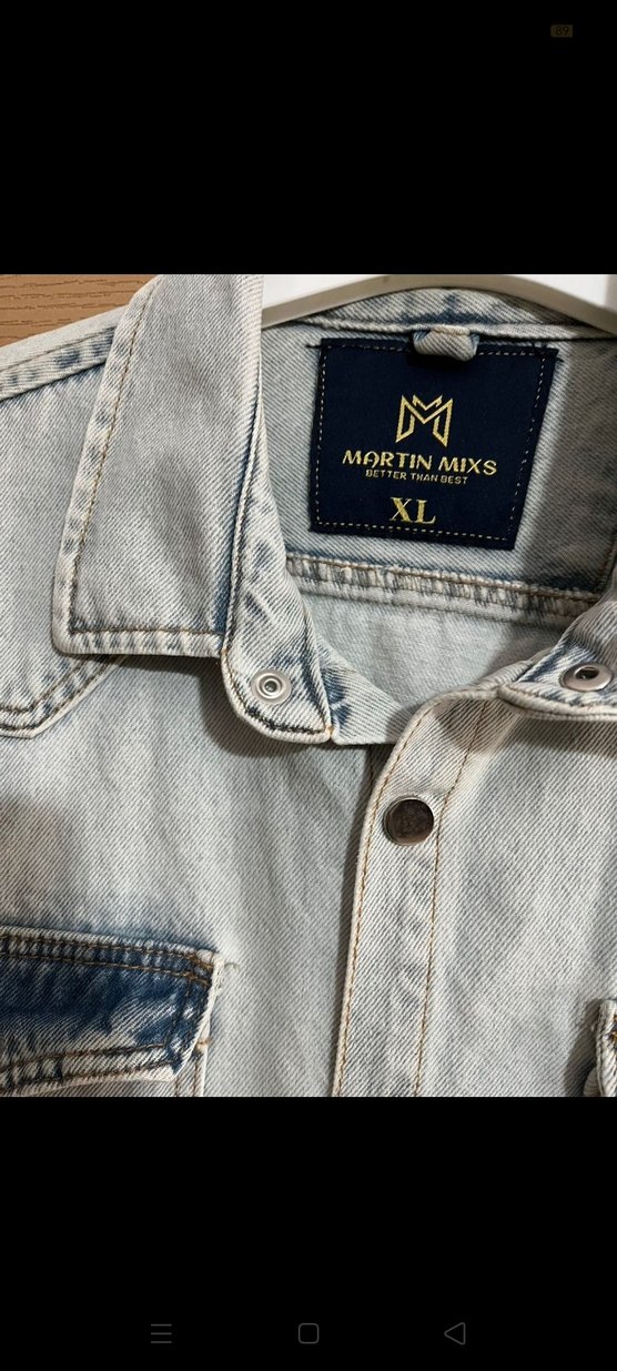 Gri Düğmeli Denim erkek Gömlek - Görsel 5