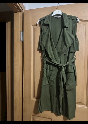 Kemerli V Yaka Salaş Kadın Yelek - Görsel 7