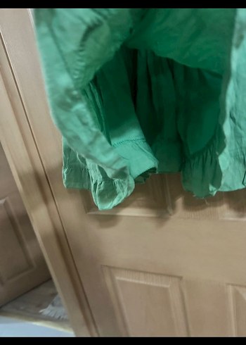 Kadın Keten Mini Elbise Volan Detaylı - Görsel 9