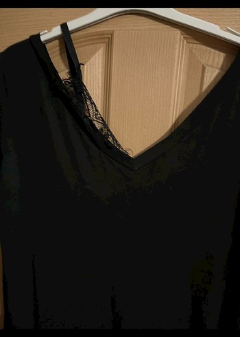 Siyah V Yakalı Uzun Salaş Kadın Elbise - Görsel 4