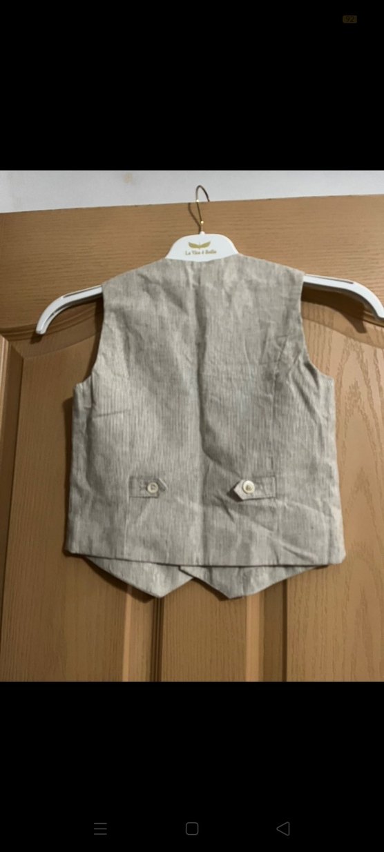 Erkek Çocuk Keten Bej Düğmeli Yelek - Görsel 4