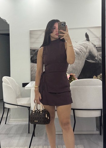 Acı Kahve Elbise Görünümlü Tulum - Görsel 3