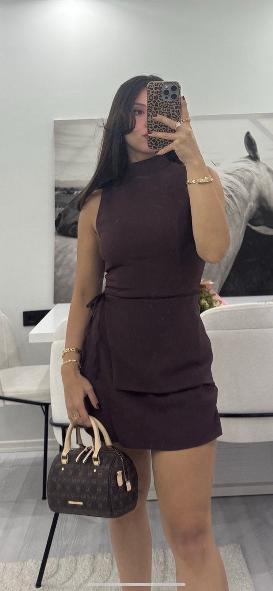 Acı Kahve Elbise Görünümlü Tulum - Görsel 2