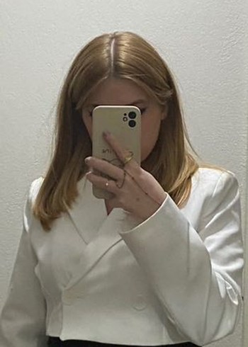 Beyaz Mini Kadın Blazer Ceket - Görsel 3