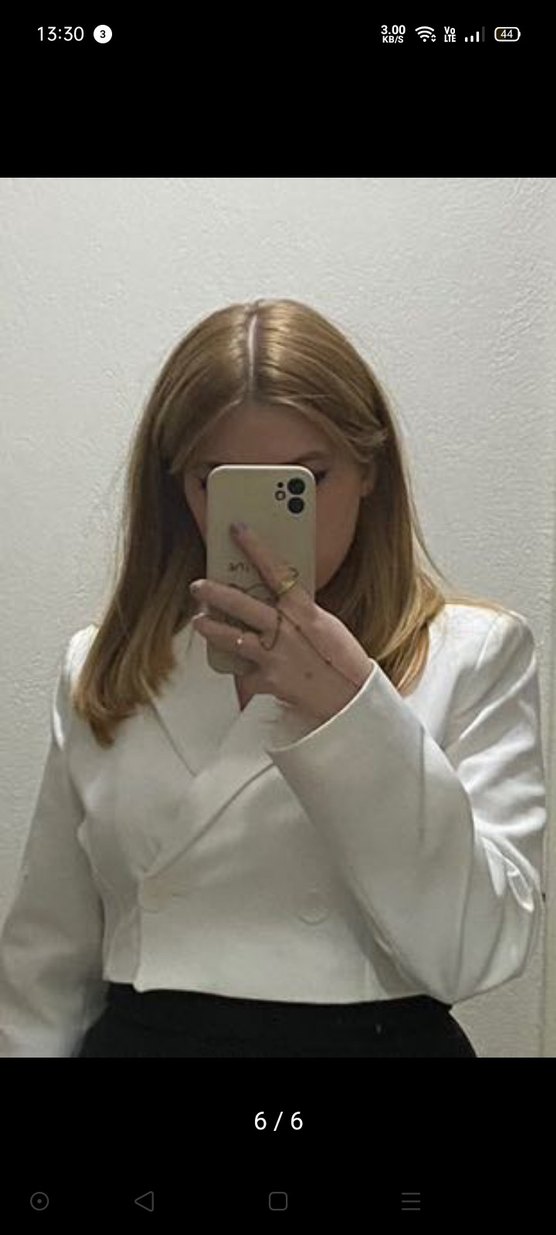 Beyaz Mini Kadın Blazer Ceket - Görsel 3