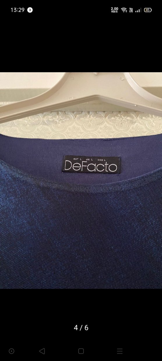 Lacivert Drapeli Uzun Kollu Uzun Elbise - Görsel 3