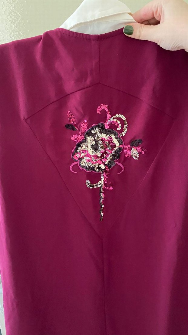 Uzun Kollu Beyaz İşlemeli Kadın Gömlek yelek - Görsel 5