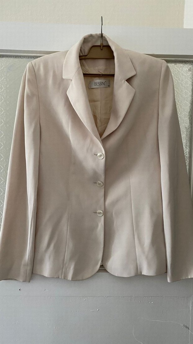 Bej Kadın Düğmeli Ofis Blazer Ceket - Görsel 2