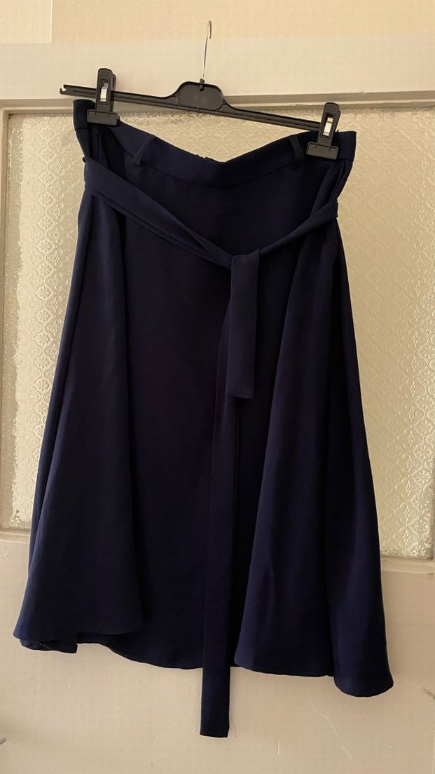 Lacivert Drapeli Kadın Uzun Etek diz altı - Görsel 3