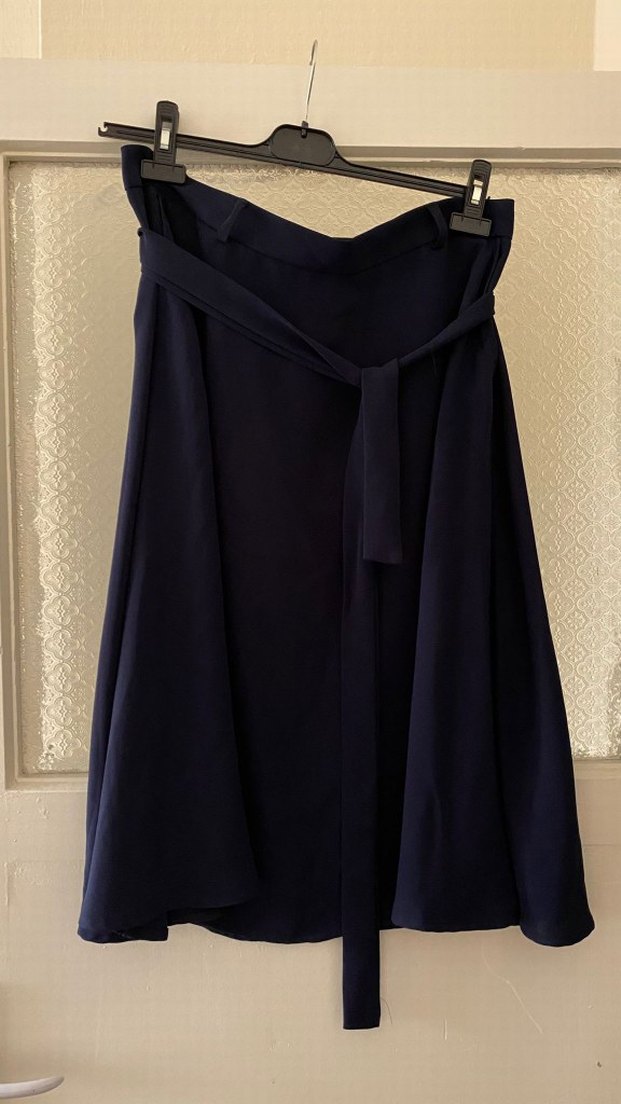 Lacivert Drapeli Kadın Uzun Etek diz altı - Görsel 2