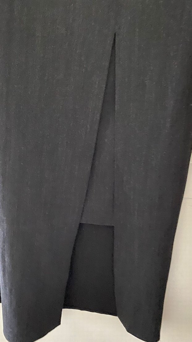 gri uzun önden yırtmaçlı etek - Görsel 3