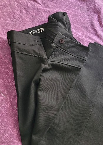 Diğer Düğmeli Siyah Kadın Kumaş Pantolon