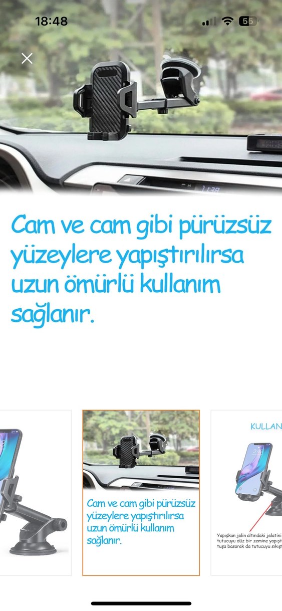 Ayarlanabilir Siyah Telefon Tutucu - Görsel 2