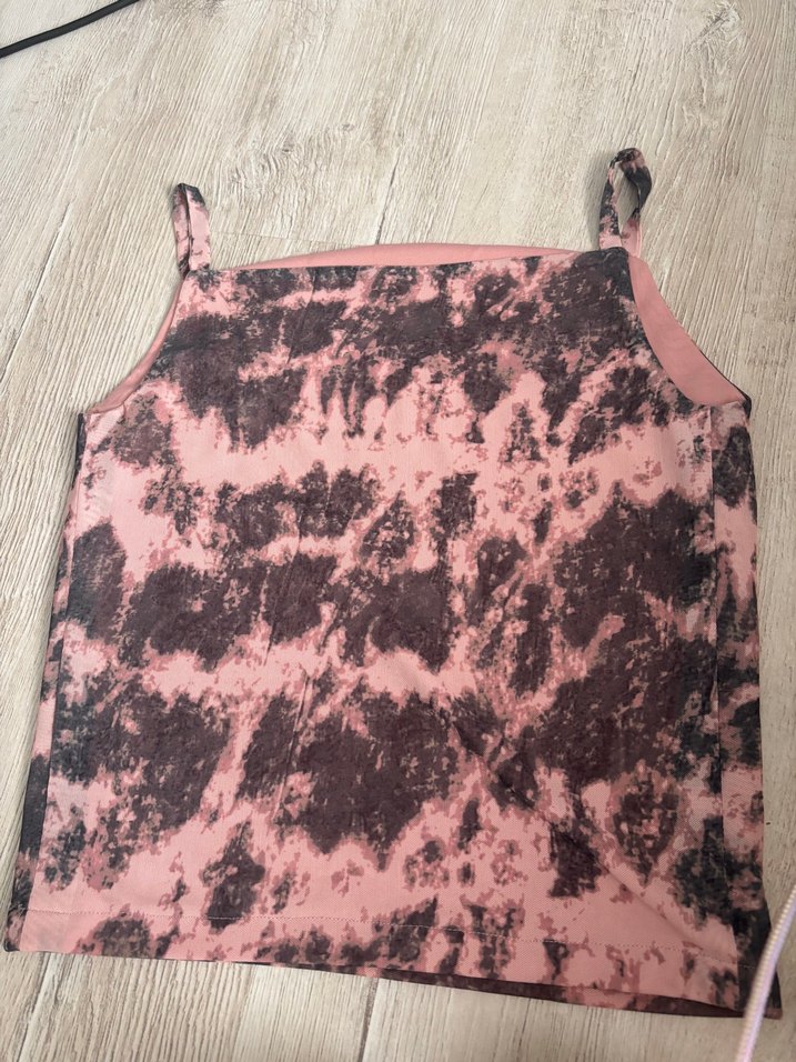 Pembe Tie-Dye Desenli İnce Askılı Atlet - Görsel 3