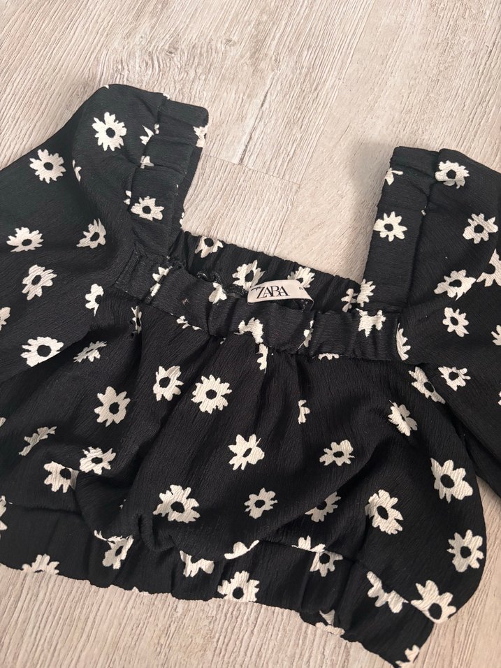 Siyah Çiçekli Mini crop - Görsel 2
