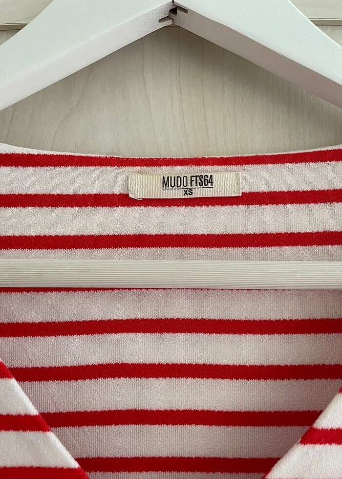 mudo kırmızı beyaz çizgili askılı bluz - Görsel 3