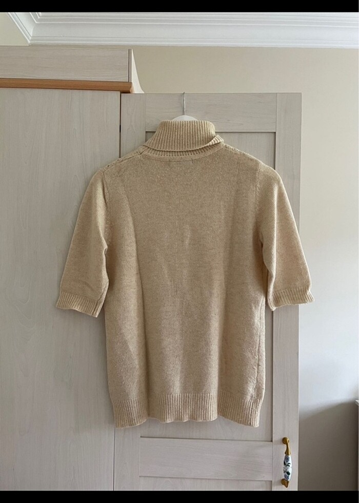 krem kısa kollu triko kazak - Görsel 2