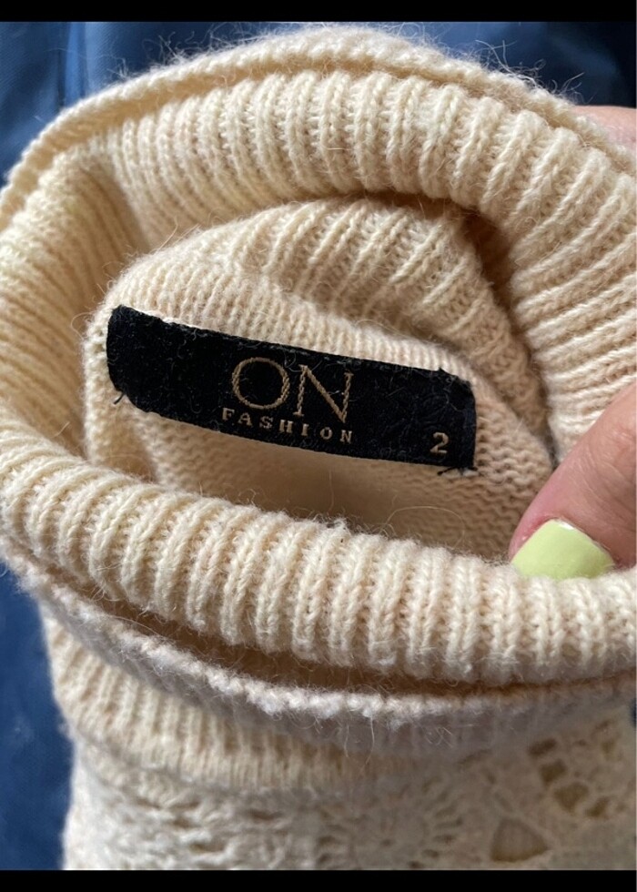 krem kısa kollu triko kazak - Görsel 3