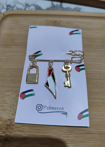 Filistin temalı anahtarlık ve broş set - Görsel 3
