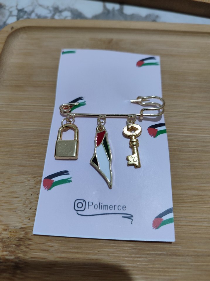 Filistin temalı anahtarlık ve broş set - Görsel 3