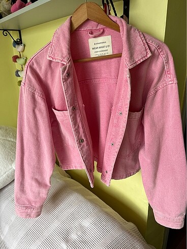 Stradivarius pembe kot ceket