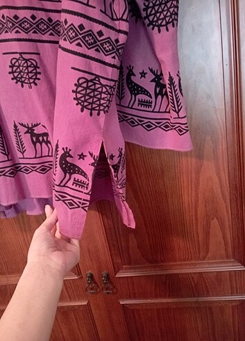 Zara Kapşonlu Etnik Desen Bluz