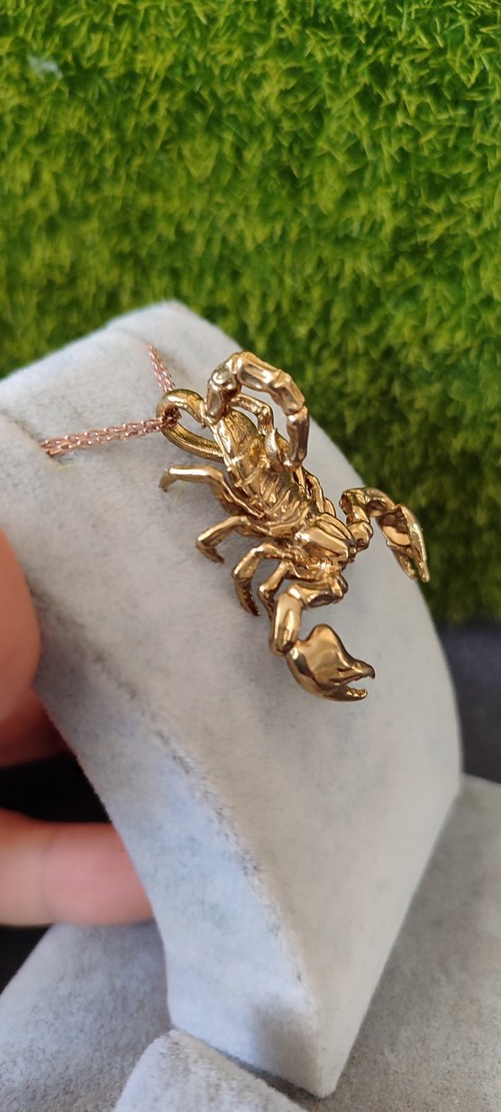 Saf Pirinç Akrep Model  Kolye Ucu - Görsel 3