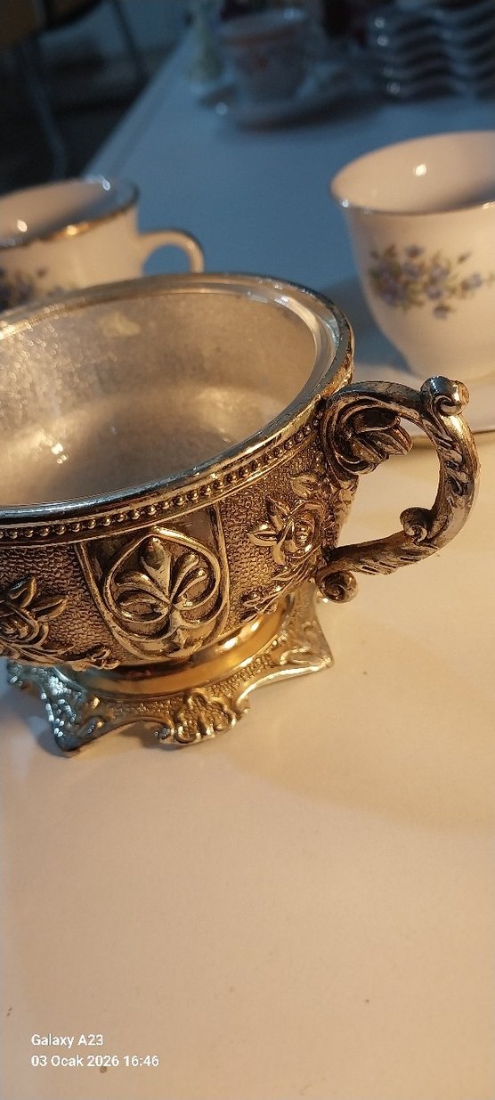 Gümüş Renkli Parlak Dekoratif Kase - Görsel 4