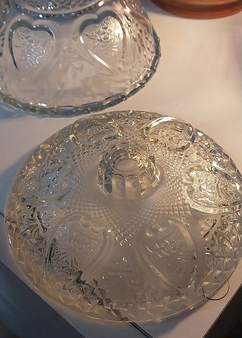 Nakış Desenli Parlak Beyaz Kristal Cam Şekerlik - Görsel 3