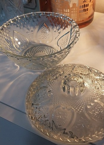 Nakış Desenli Parlak Beyaz Kristal Cam Şekerlik - Görsel 4