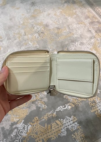 Beyaz Deri Yılan Desenli Fermuarlı Kadın Cüzdanı - Görsel 3