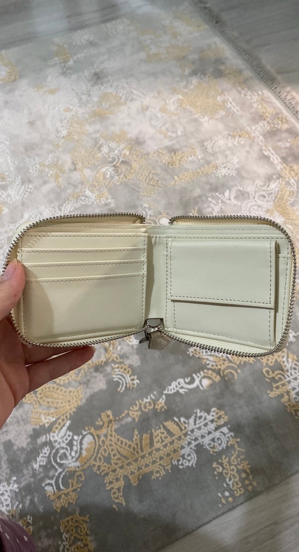 Beyaz Deri Yılan Desenli Fermuarlı Kadın Cüzdanı - Görsel 3