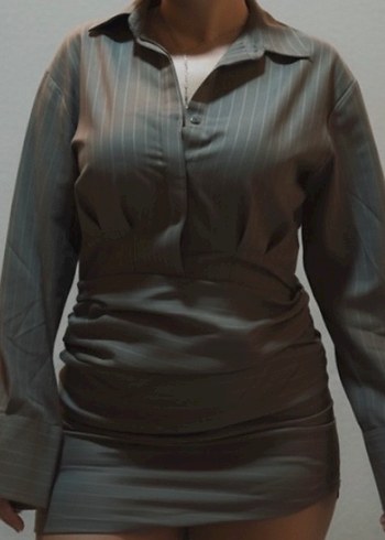 Bej Düğmeli Hamile Midi Bluz - Görsel 5