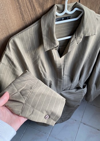 Bej Düğmeli Hamile Midi Bluz - Görsel 4