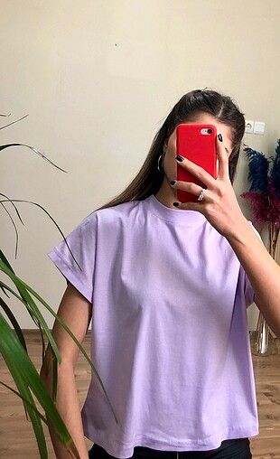 Düz Kesim Basic Lila Tshirt