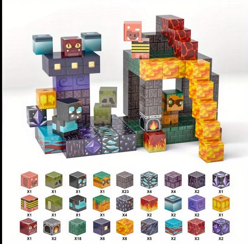 Manyetik Bloklar Renkli Minecraft Aksiyon Figür Seti - Görsel 3