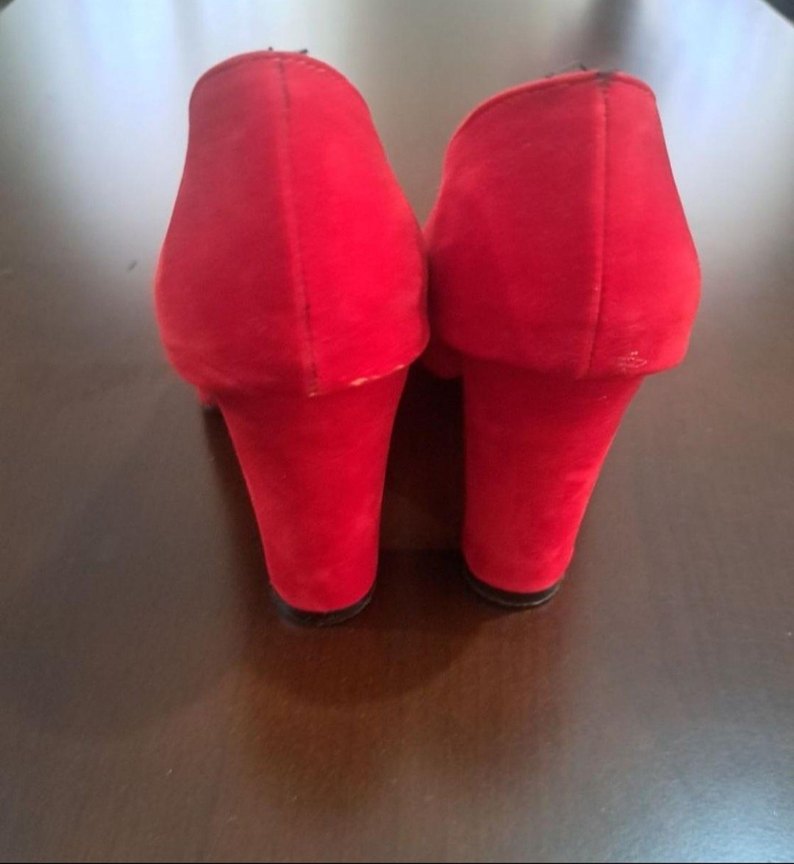 Kırmızı Süet Stiletto Topuklu Kadın Ayakkabı - Görsel 3